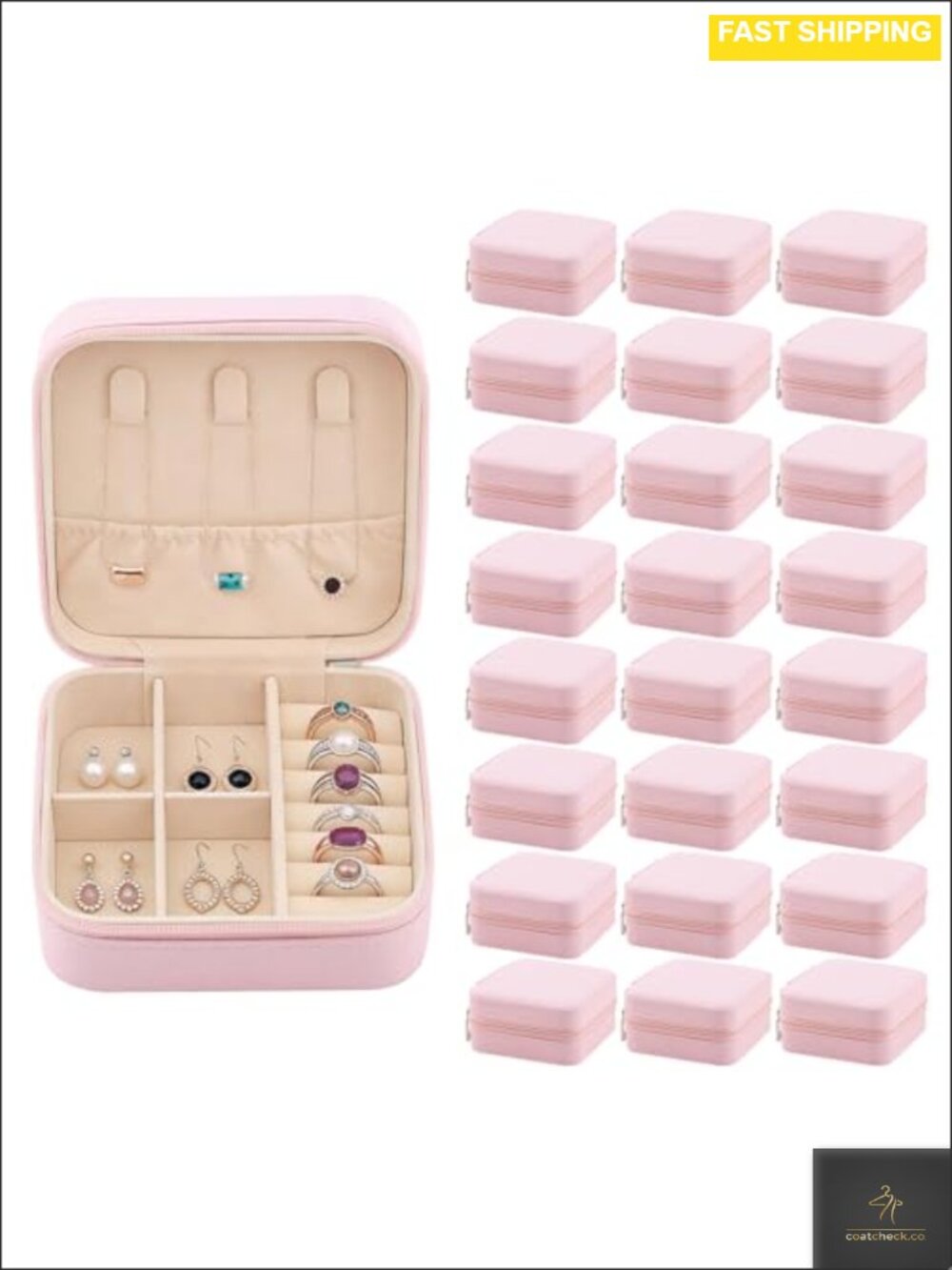 PU Leather Travel Jewelry Box Organizer Mini Case for Rings Earrings